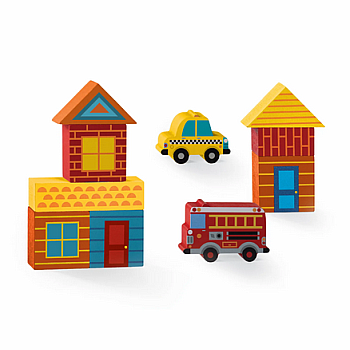 Build and Play Mini Wood Blocks, Busy City 