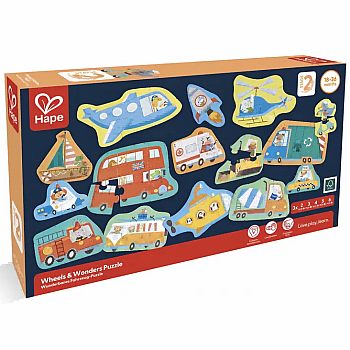 Hape "Wheels and Wonders" (2,3,4,5,6 pc Puzzles)
